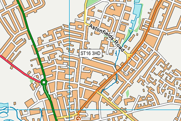 ST16 3HD map - OS VectorMap District (Ordnance Survey)