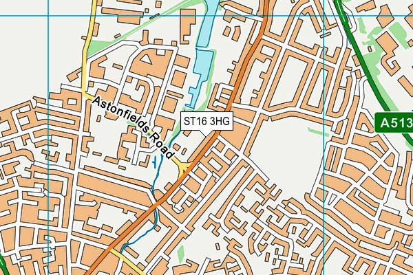 ST16 3HG map - OS VectorMap District (Ordnance Survey)