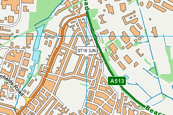 ST16 3JN map - OS VectorMap District (Ordnance Survey)