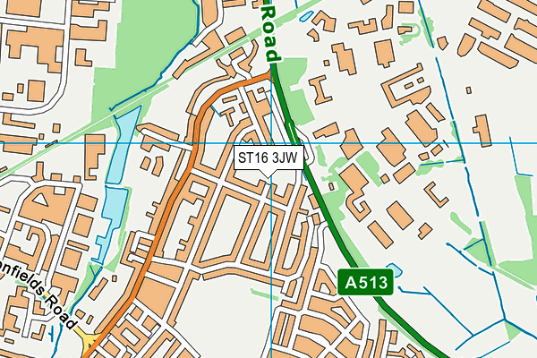 ST16 3JW map - OS VectorMap District (Ordnance Survey)