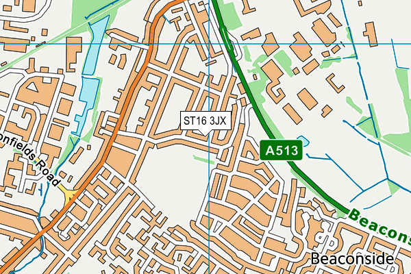 ST16 3JX map - OS VectorMap District (Ordnance Survey)