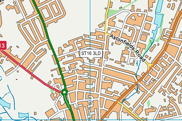 ST16 3LD map - OS VectorMap District (Ordnance Survey)