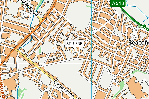 ST16 3NB map - OS VectorMap District (Ordnance Survey)