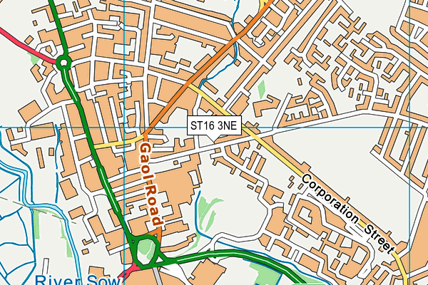 ST16 3NE map - OS VectorMap District (Ordnance Survey)