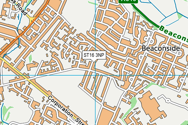ST16 3NP map - OS VectorMap District (Ordnance Survey)