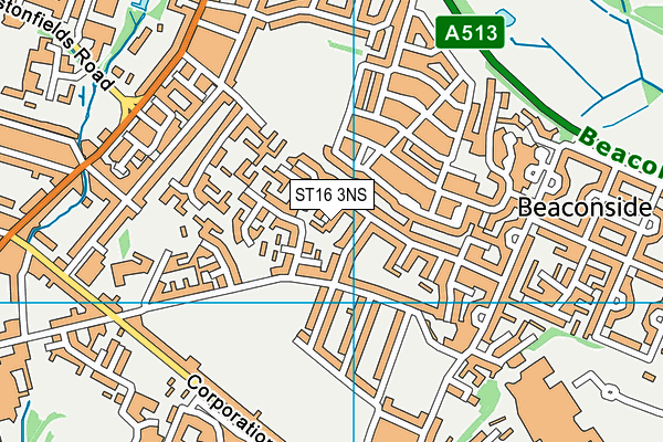 ST16 3NS map - OS VectorMap District (Ordnance Survey)