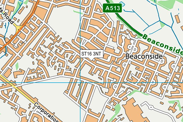 ST16 3NT map - OS VectorMap District (Ordnance Survey)
