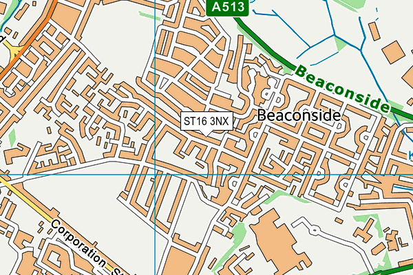 ST16 3NX map - OS VectorMap District (Ordnance Survey)