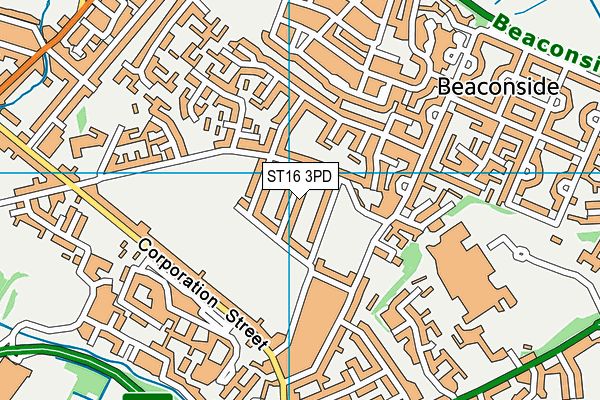 ST16 3PD map - OS VectorMap District (Ordnance Survey)