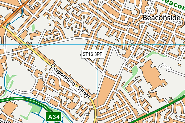 ST16 3PF map - OS VectorMap District (Ordnance Survey)