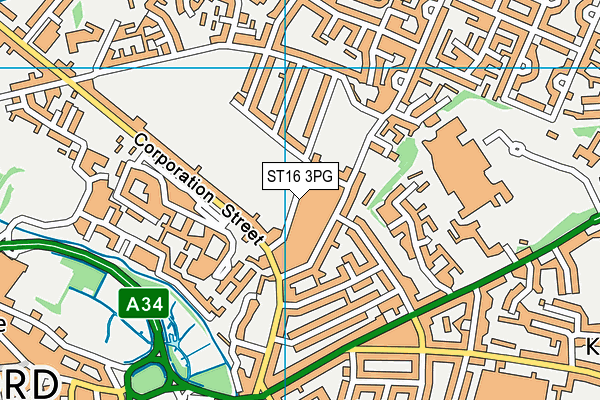 ST16 3PG map - OS VectorMap District (Ordnance Survey)