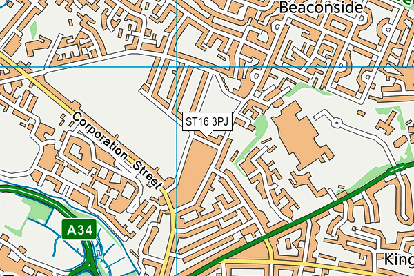 ST16 3PJ map - OS VectorMap District (Ordnance Survey)