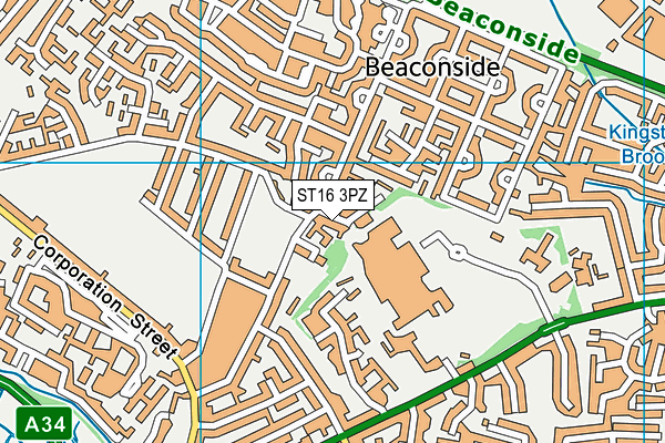 ST16 3PZ map - OS VectorMap District (Ordnance Survey)