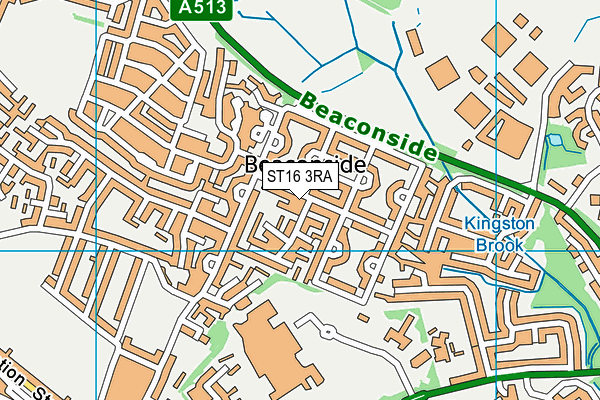 ST16 3RA map - OS VectorMap District (Ordnance Survey)