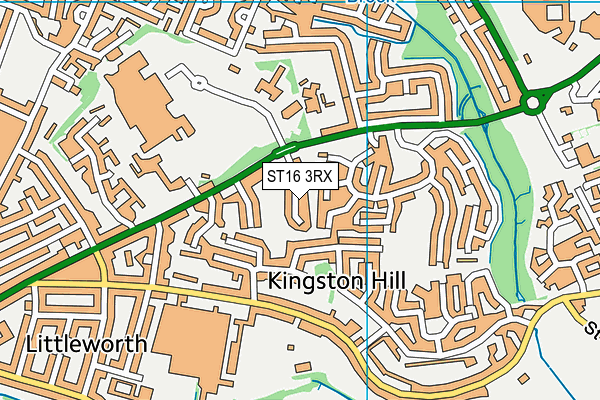 ST16 3RX map - OS VectorMap District (Ordnance Survey)
