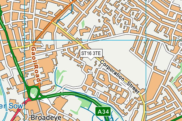 ST16 3TE map - OS VectorMap District (Ordnance Survey)
