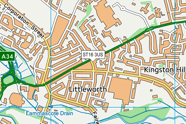 ST16 3US map - OS VectorMap District (Ordnance Survey)
