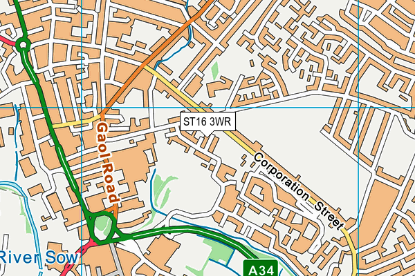 ST16 3WR map - OS VectorMap District (Ordnance Survey)