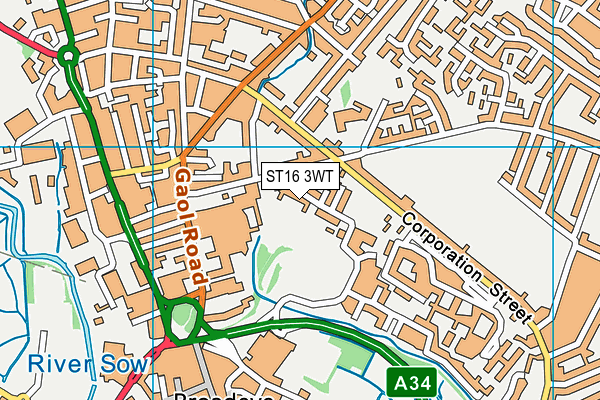 ST16 3WT map - OS VectorMap District (Ordnance Survey)