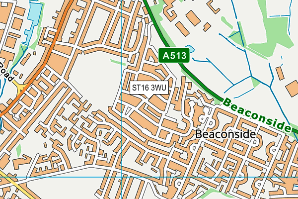 ST16 3WU map - OS VectorMap District (Ordnance Survey)