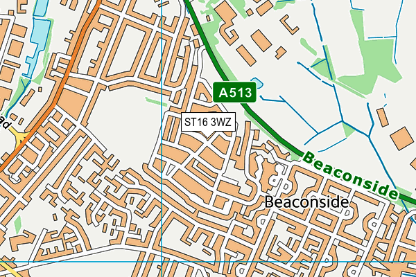 ST16 3WZ map - OS VectorMap District (Ordnance Survey)