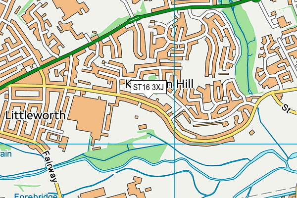 ST16 3XJ map - OS VectorMap District (Ordnance Survey)