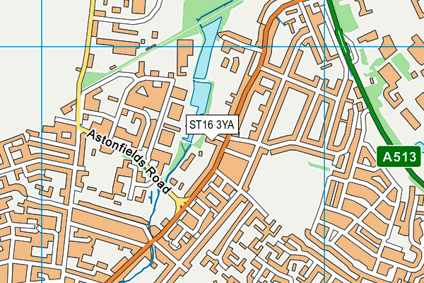 ST16 3YA map - OS VectorMap District (Ordnance Survey)