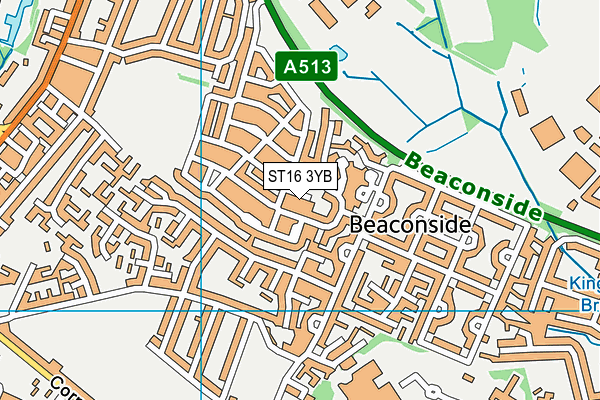 ST16 3YB map - OS VectorMap District (Ordnance Survey)