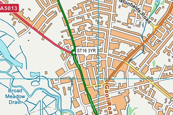 ST16 3YR map - OS VectorMap District (Ordnance Survey)