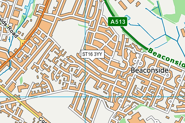 ST16 3YY map - OS VectorMap District (Ordnance Survey)