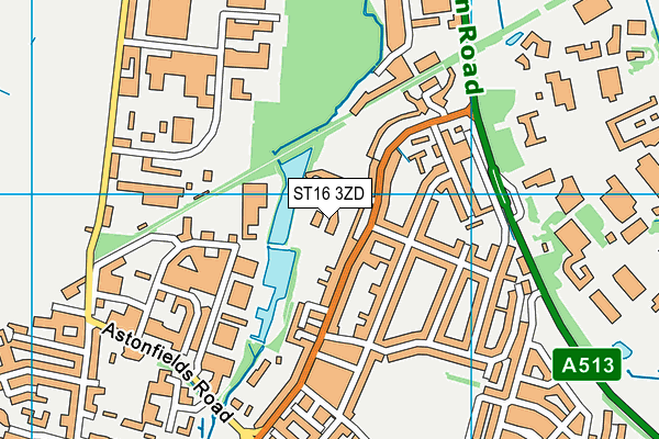 ST16 3ZD map - OS VectorMap District (Ordnance Survey)
