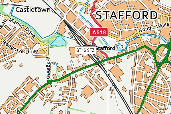 ST16 9FZ map - OS VectorMap District (Ordnance Survey)