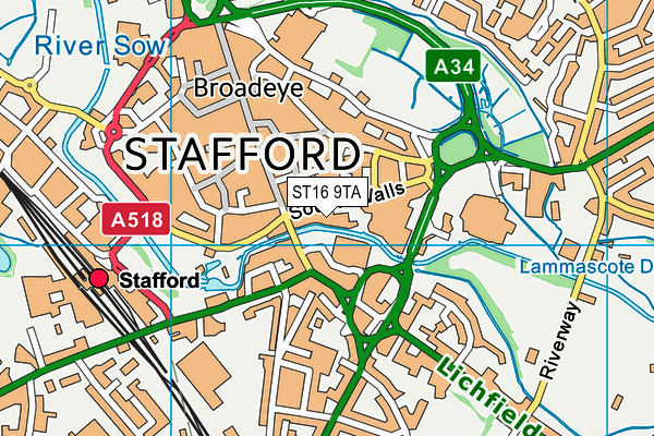 ST16 9TA map - OS VectorMap District (Ordnance Survey)