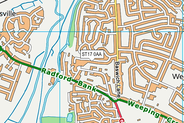 ST17 0AA map - OS VectorMap District (Ordnance Survey)