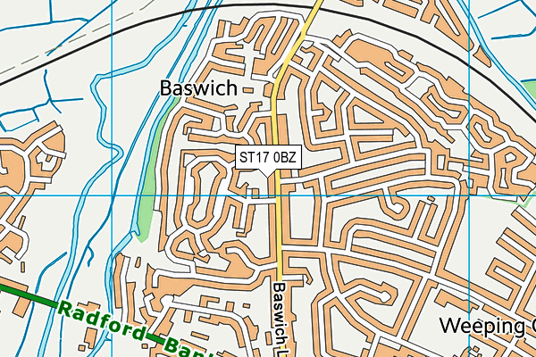 ST17 0BZ map - OS VectorMap District (Ordnance Survey)