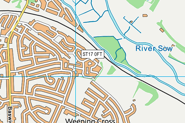 ST17 0FT map - OS VectorMap District (Ordnance Survey)