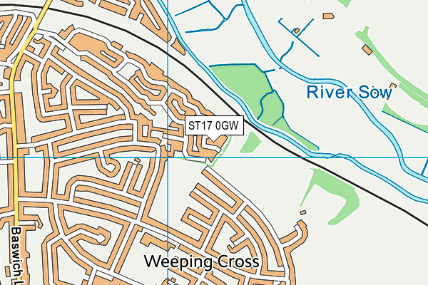 ST17 0GW map - OS VectorMap District (Ordnance Survey)