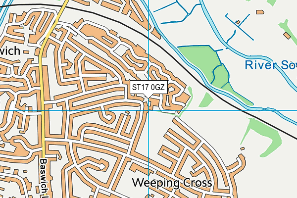 ST17 0GZ map - OS VectorMap District (Ordnance Survey)