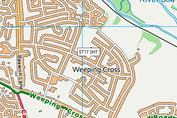 Leasowes Primary School map (ST17 0HT) - OS VectorMap District (Ordnance Survey)