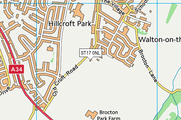 Old Croft Road Recreation Ground (Berkswich Fc) map (ST17 0NL) - OS VectorMap District (Ordnance Survey)