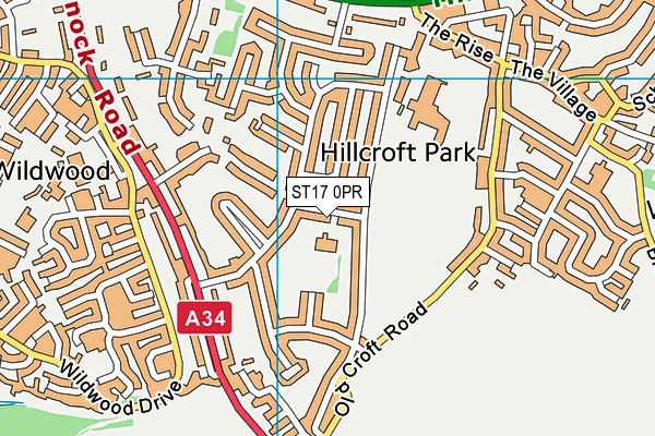 Oakridge Primary School map (ST17 0PR) - OS VectorMap District (Ordnance Survey)