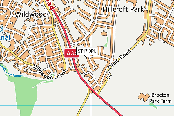 ST17 0PU map - OS VectorMap District (Ordnance Survey)