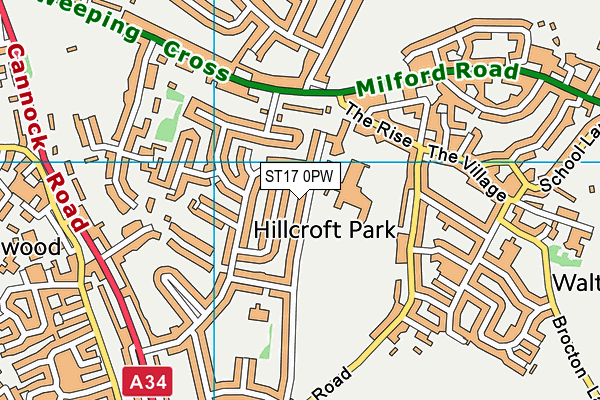 ST17 0PW map - OS VectorMap District (Ordnance Survey)