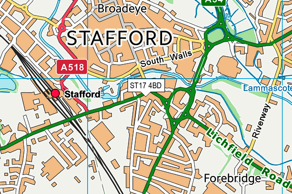 ST17 4BD map - OS VectorMap District (Ordnance Survey)