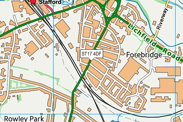 ST17 4DF map - OS VectorMap District (Ordnance Survey)