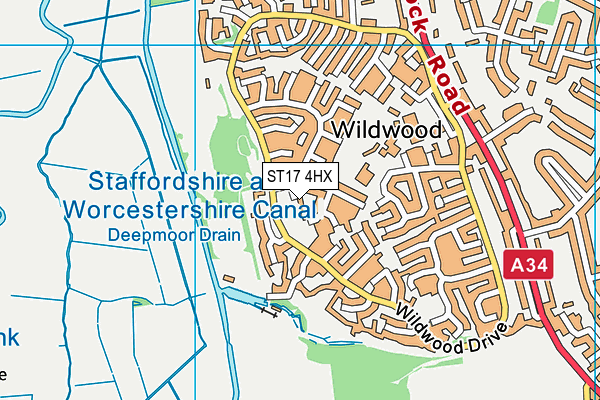 ST17 4HX map - OS VectorMap District (Ordnance Survey)