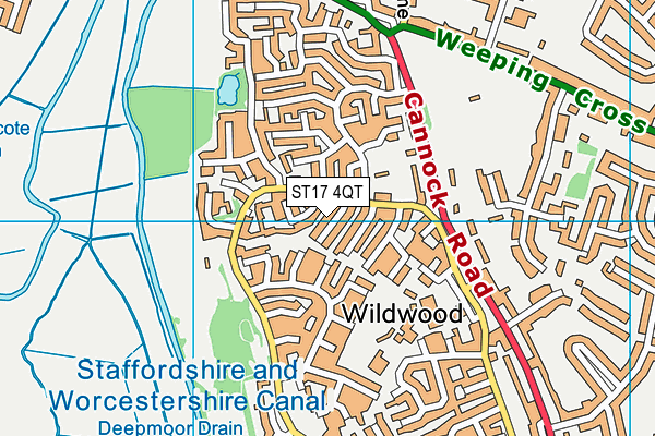 ST17 4QT map - OS VectorMap District (Ordnance Survey)