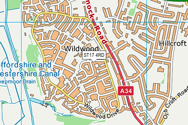 ST17 4RD map - OS VectorMap District (Ordnance Survey)