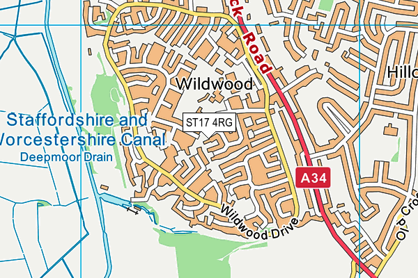 ST17 4RG map - OS VectorMap District (Ordnance Survey)