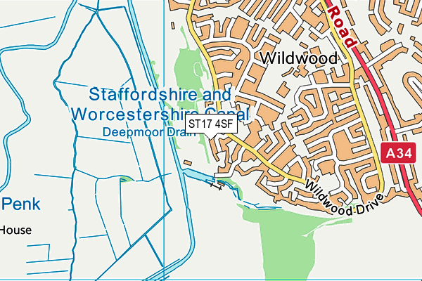ST17 4SF map - OS VectorMap District (Ordnance Survey)